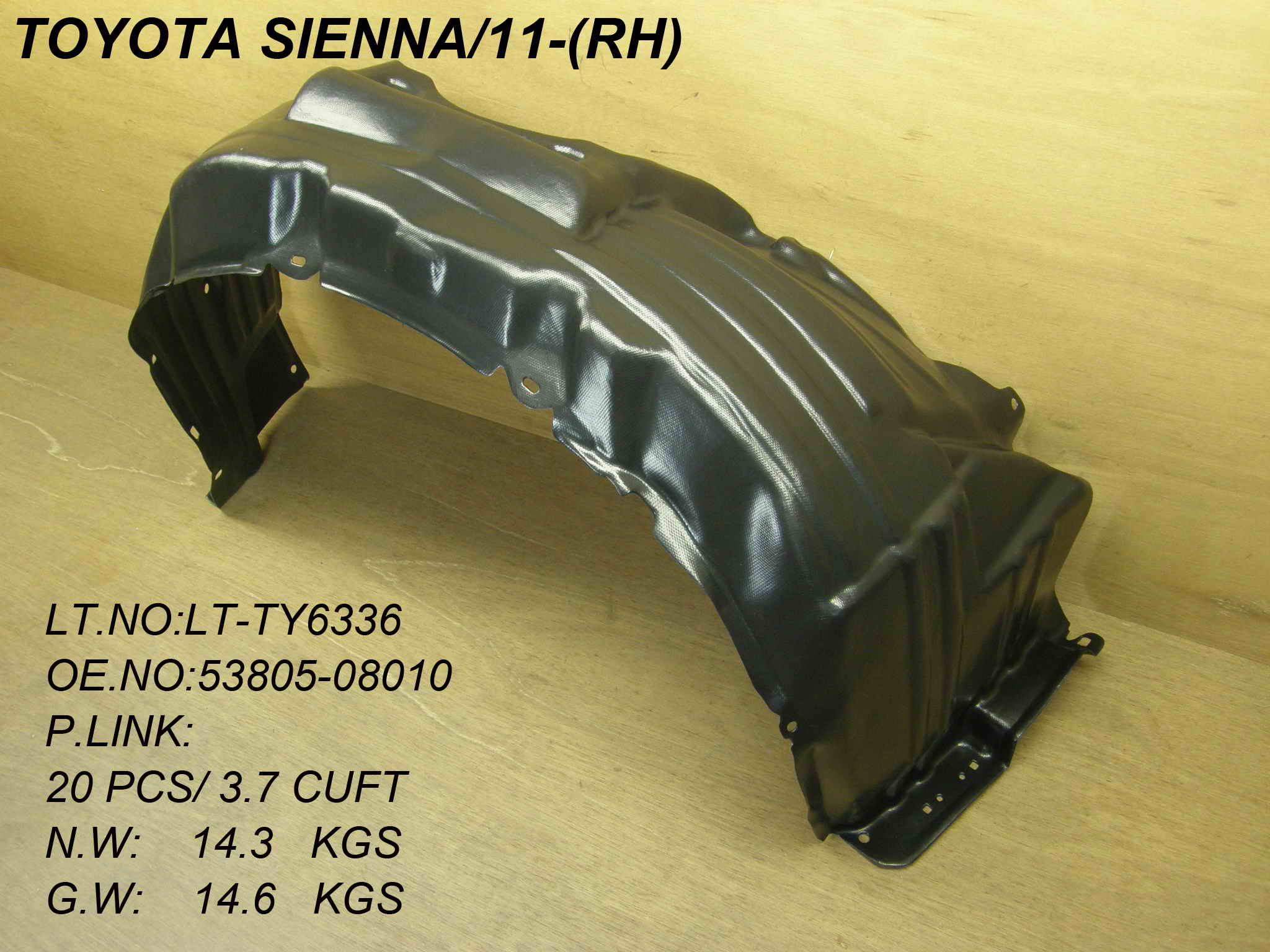 SIENNA 11-14 Right Front FENDER LINER ALL Exclude SE