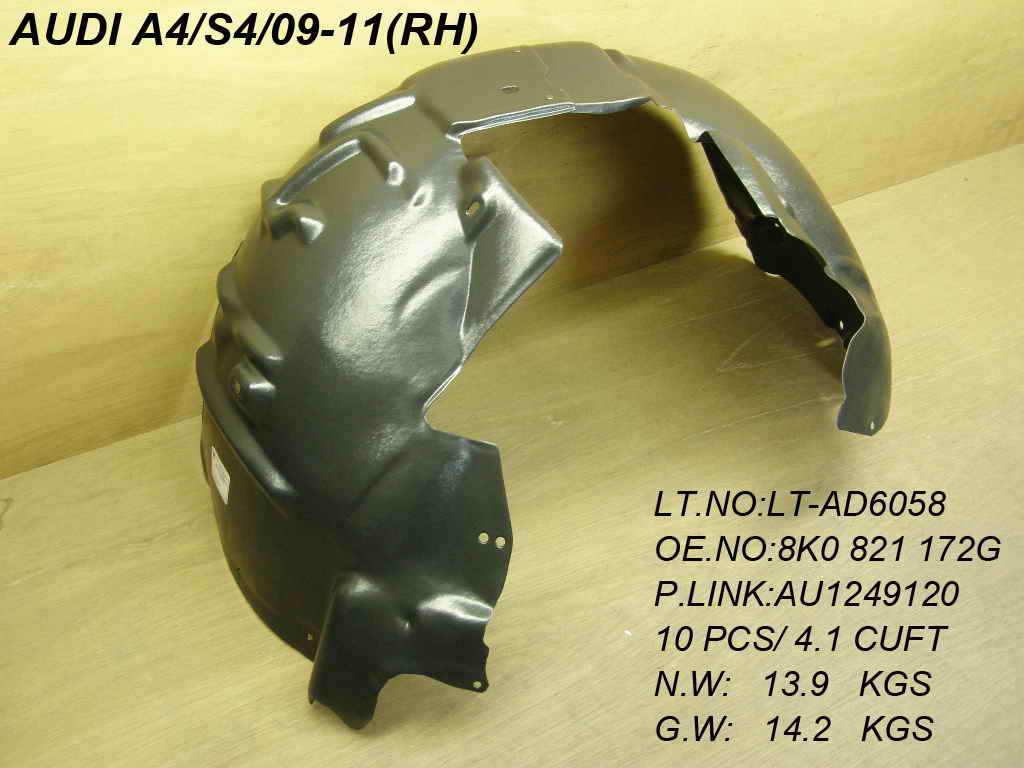 A4/S4 09-12 Right Front FENDER LINER FROM 03/17/09