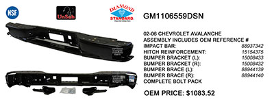 AVALANCHE 03-06 Rear IMPACT BAR With BODY CLADING