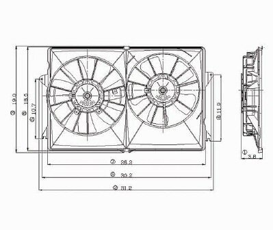 PACIFICA 04-08 COOLING FAN Assembly 3 5/4 0 Left V6