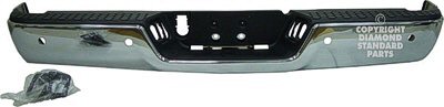 DG PU 09-17 Rear Bumper Assembly Chrome With SensorS Without EXHST