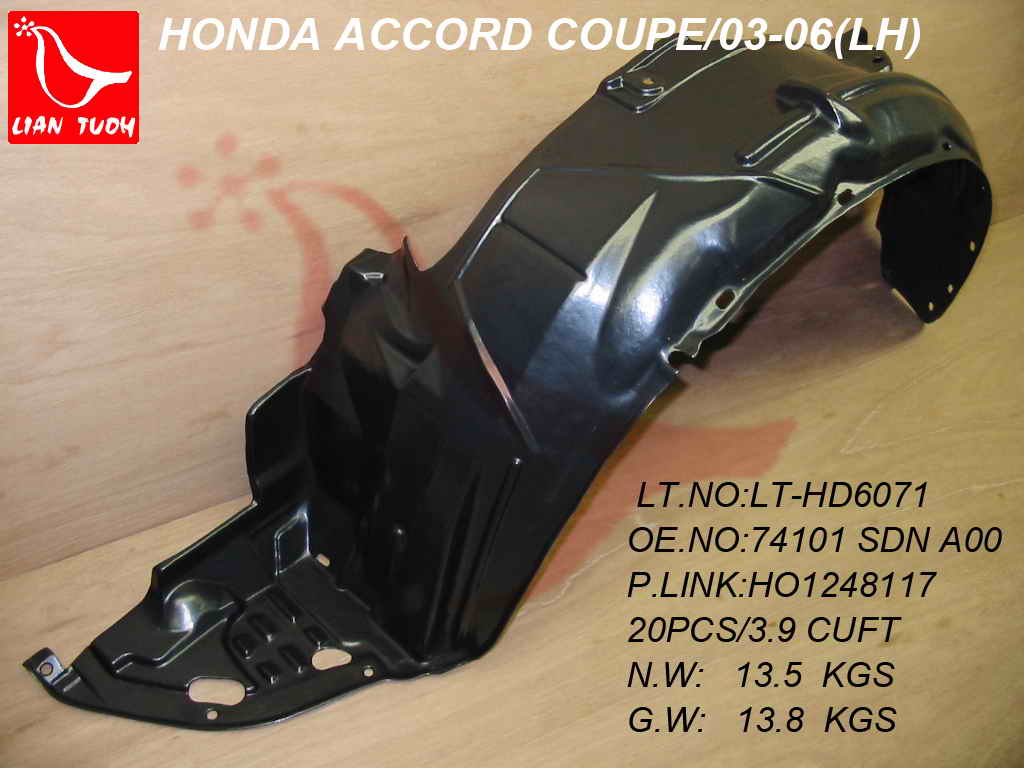 ACCORD 03-07 Left FENDER LINER Assembly Coupe