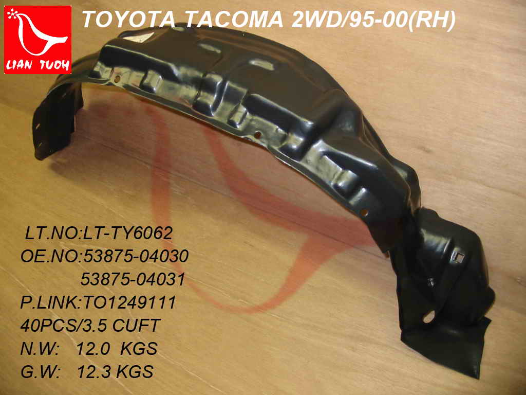 TACOMA 95-00 Right FENDER LINER 2WD Without PRERUNER