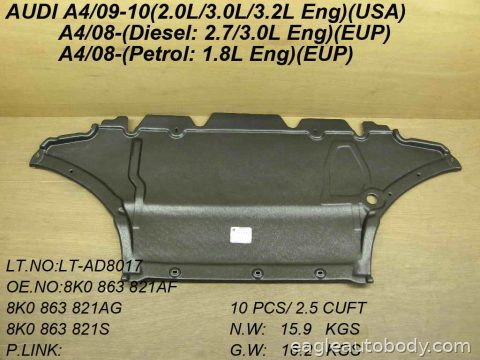 A4 09-16 LOWER ENGINE COVER*2.0L; SDN/WAGON; AU1228119