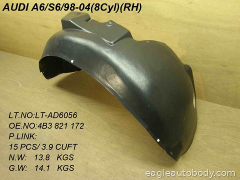 A6 98-05 RT FT FENDER LINER*8 CYL AU1249113