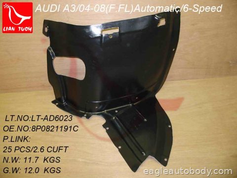 A3 06-08 LT FT FENDER LINER*PLASTIC LINER; FT AU1250101