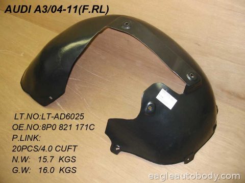 A3 06-13 LT FT FENDER LINER*PLASTIC LINER; RR AU1250102