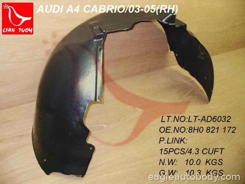 A4 03-06 LT FT FENDER LINER*PLASTIC LINER AU1250103
