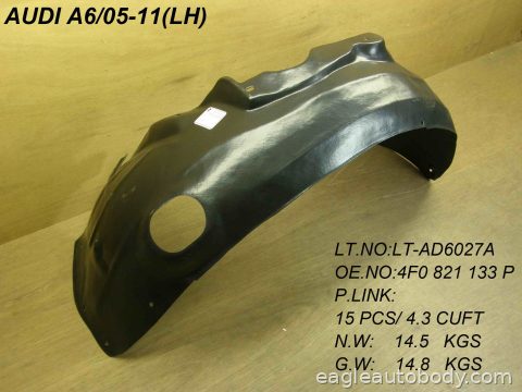 A6 05-11 LT FT FENDER LINER*PE/VACUUM FORM AU1250107