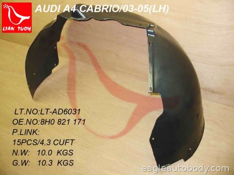 A4 03-06 RT FT FENDER LINER*PLASTC LINER AU1251103