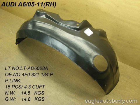 A6 05-11 RT FT FENDER LINER*PE/VACUUM FORM AU1251107