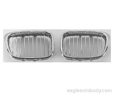 5SERIES 00-03 RT GRILLE*CHR*W/INSIDE BAR BLK 12646-3