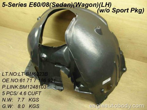535I 09-10 LT FT FENDER LINER*E61; WAGON; W/O BM1248103
