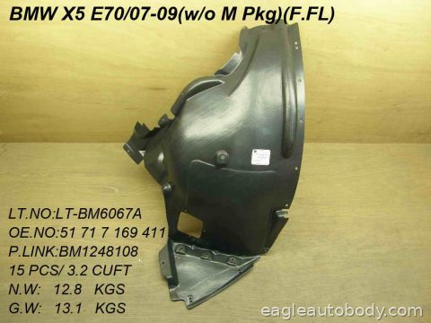 X5 07-10 LT FT FENDER LINER*E70; W/O M PKG; F BM1248108