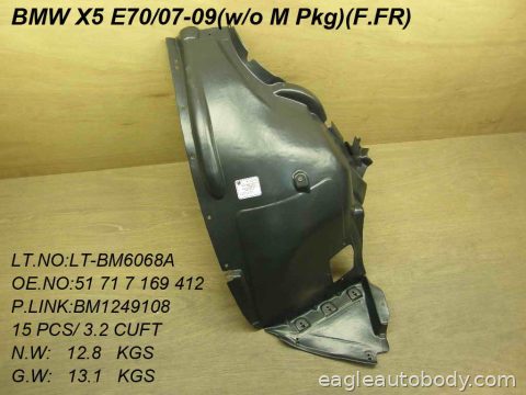 X5 07-10 RT FT FENDER LINER*E70; W/O M PKG; F BM1249108