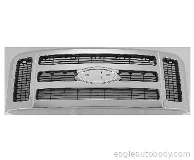 SUPER DUTY 08-10 GRILLE*XLT*GRAY.W/CHR FRAME 03958-8