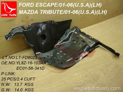 ESCAPE 05-07 LT FT FENDER LINER*LOWER; PLASTI FO1250140