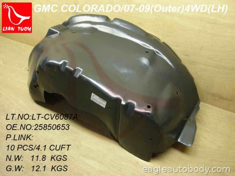 COLORADO 07-12 LT FT FENDER LINER*4WD; OUTER GM1248187