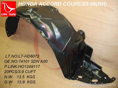 ACCORD 03-07 RT FENDER LINER ASSY*CPE 07819-4R