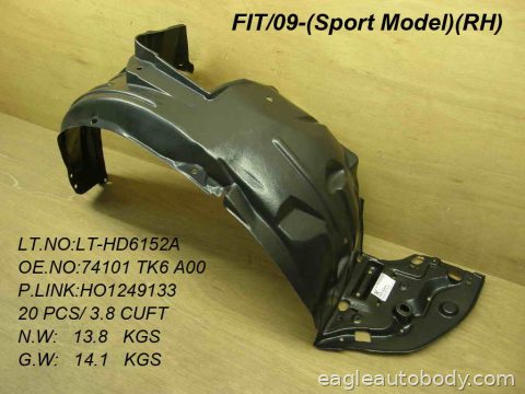 FIT 09-14 RT FT FENDER LINER*SPORT 07118*E