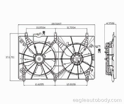 ACCORD 03-05 RADIATOR COOLING FAN ASSY*DUAL F HO3115123