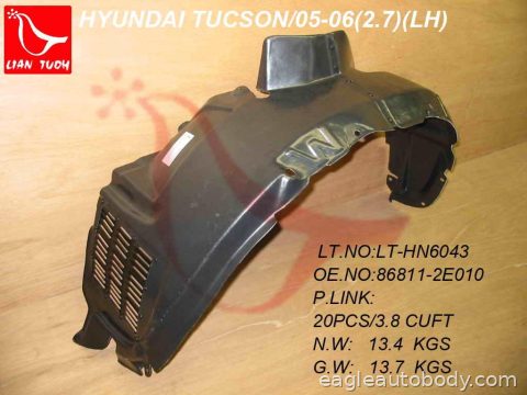 TUCSON 05-09 LT FT FENDER LINER*W/2.7L ENGINE HY1250110