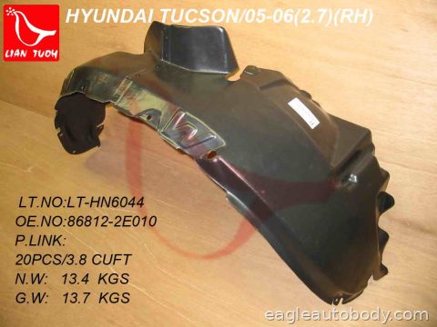 TUCSON 05-09 RT FT FENDER LINER*W/2.7L ENGINE HY1251110