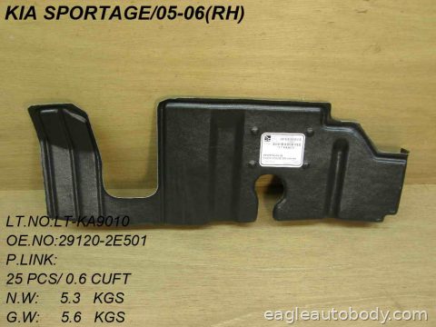TUCSON 05-09 RT FT FENDER LINER*ENGINE SPLASH HY1251117