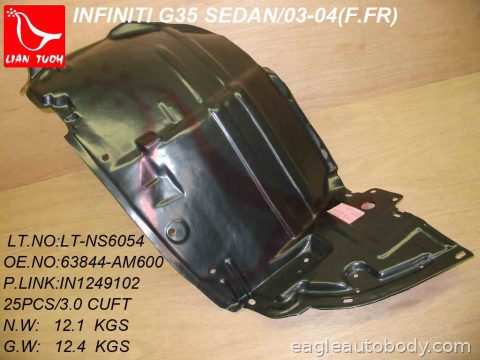 G35 03-05 RT FT FENDER LINER*4DR SDN; FT FEND IN1249102