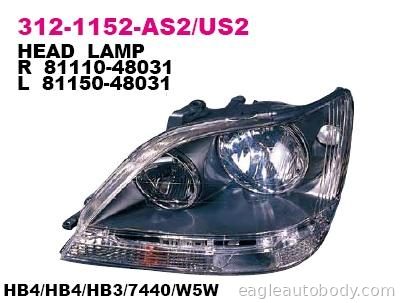 RX300 99-00 RT H/L ASSY*HALOGEN*(W/O HID) P10341