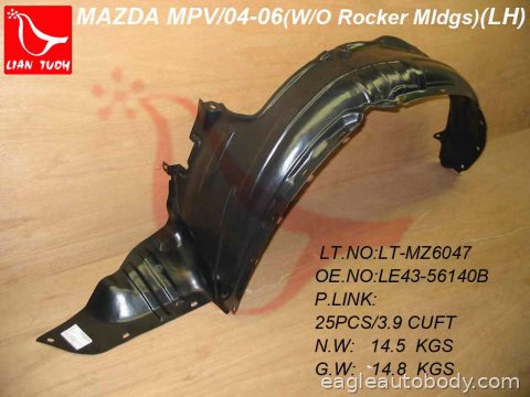 MPV 04-06 LT FT FENDER LINER*W/O ROCKER MOLDI MA1250105