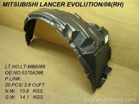 LANCER 08-15 RT FT FENDER LINER*EVOLUTION MI1249123