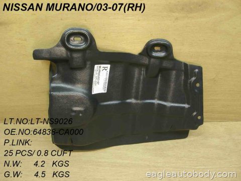 MURANO 03-07 LOWER ENGINE COVER*RH; SPLASH AP NI1228141