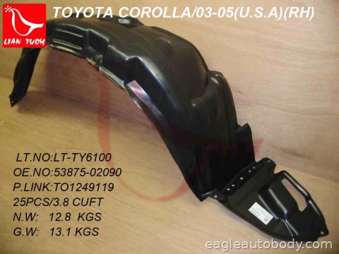 COROLLA 03-08 RT FENDER LINER*(ALL)*USA BUILT 08916*R