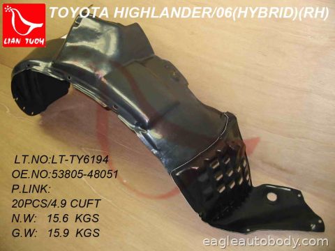 HIGHLANDER 06-07 RT FT FENDER LINER*HYBRID; P TO1251115