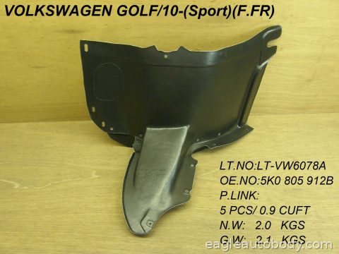 GOLF 10-14 RT FT FENDER LINER*FT VW1249118