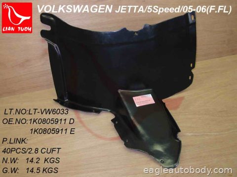 JETTA 05-10 LT FT FENDER LINER*SDN VW1250108