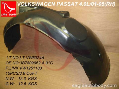 PASSAT 01-05 RT FT FENDER LINER*FENDER LINER; VW1251103