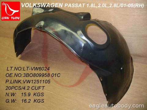 PASSAT 01-05 RT FT FENDER LINER*FENDER LINER; VW1251105